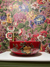 Jo Jo Basin - Red Decorative Floral Countertop Wash Basin