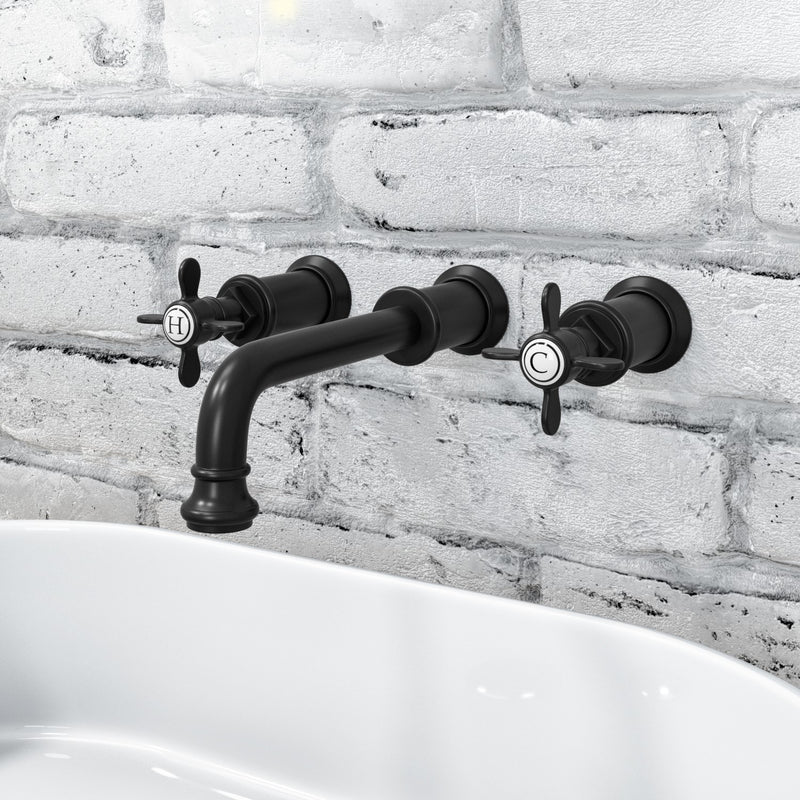 Traditional Wall Mounted Crosshead Tap - Black