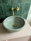 Wren Basin - Green Crackle-Glaze Artisan Countertop Wash Basin