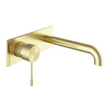 Knurled Textured Wall Mounted Basin Tap - Gold Brass