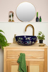 Gracie Basin - Pretty Blue Botanical Countertop Bathroom Wash Basin
